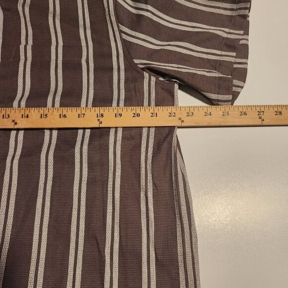 Eighty Eight Brand Short Sleeve Button Up Shirt Brown White Striped Mens XL NEW - Picture 10 of 11
